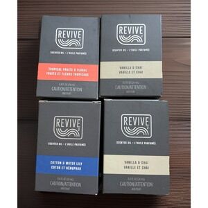 Revive Scented Oil Refills Vanilla & Chai Cotton & Water Lily Tropical Fruits *4
